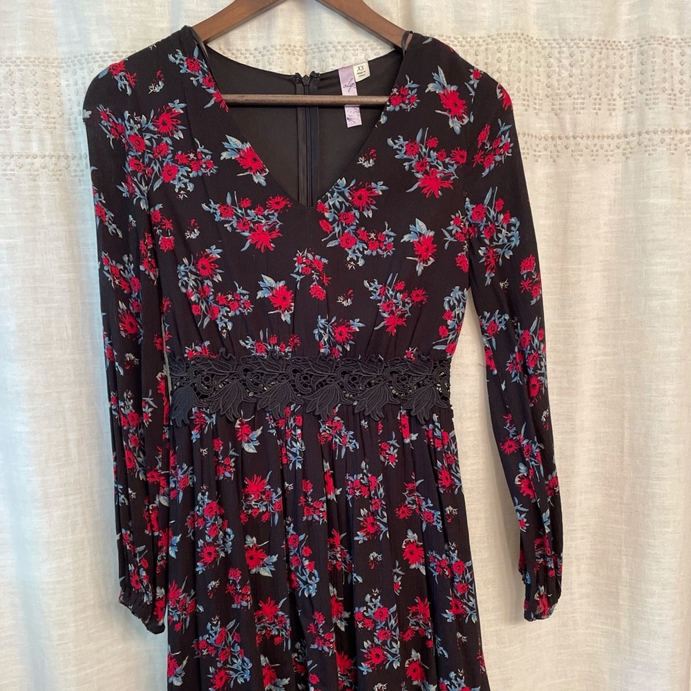 Black floral long sleeve dress